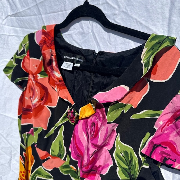 Vintage 90s Floral 100% Silk Midi Dress with Floral Rosette Bias Cut - Picture 3 of 6